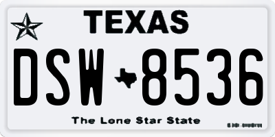 TX license plate DSW8536