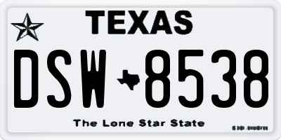 TX license plate DSW8538