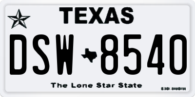 TX license plate DSW8540