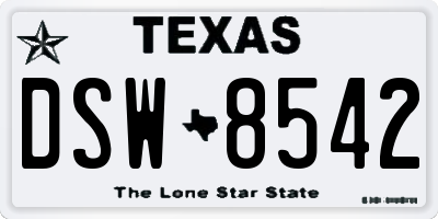 TX license plate DSW8542