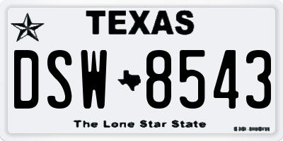 TX license plate DSW8543