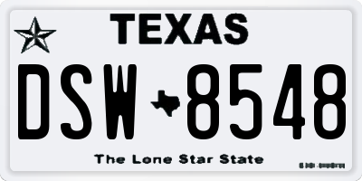 TX license plate DSW8548