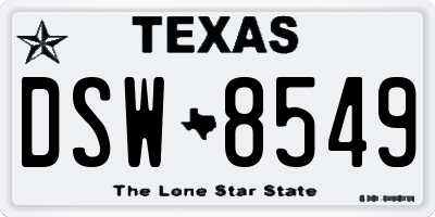 TX license plate DSW8549