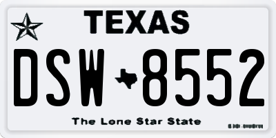 TX license plate DSW8552