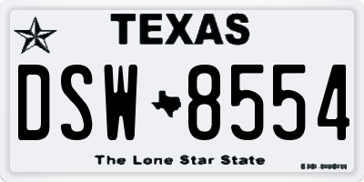 TX license plate DSW8554