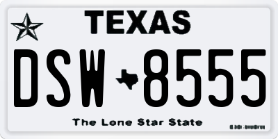 TX license plate DSW8555