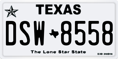TX license plate DSW8558