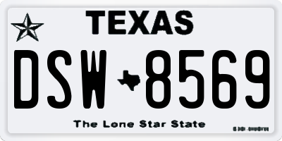 TX license plate DSW8569