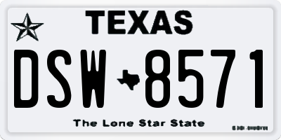 TX license plate DSW8571