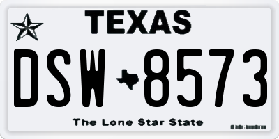 TX license plate DSW8573