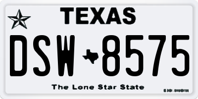 TX license plate DSW8575