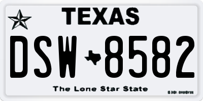 TX license plate DSW8582