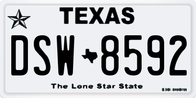 TX license plate DSW8592