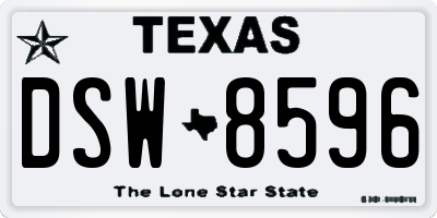 TX license plate DSW8596