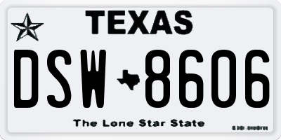 TX license plate DSW8606