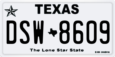TX license plate DSW8609