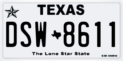 TX license plate DSW8611