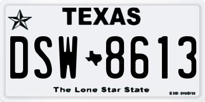TX license plate DSW8613