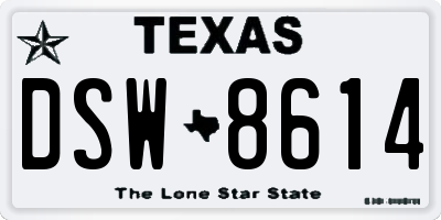 TX license plate DSW8614