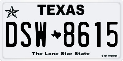 TX license plate DSW8615
