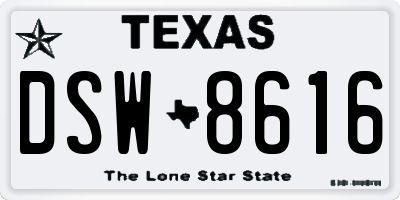 TX license plate DSW8616