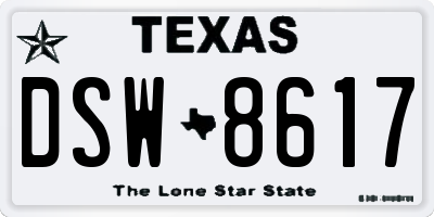 TX license plate DSW8617