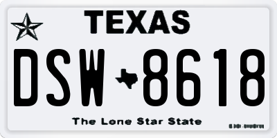 TX license plate DSW8618