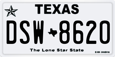 TX license plate DSW8620