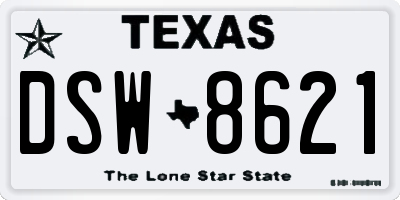 TX license plate DSW8621