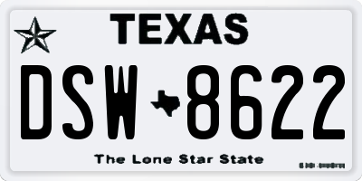 TX license plate DSW8622