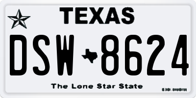 TX license plate DSW8624