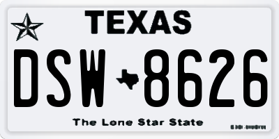 TX license plate DSW8626