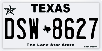 TX license plate DSW8627
