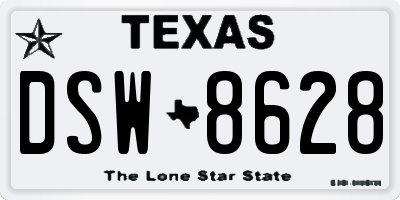 TX license plate DSW8628