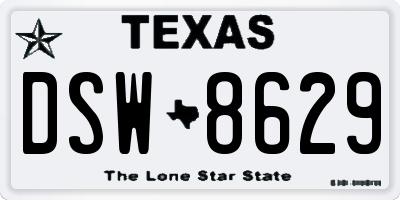 TX license plate DSW8629