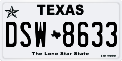 TX license plate DSW8633