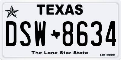 TX license plate DSW8634