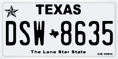 TX license plate DSW8635