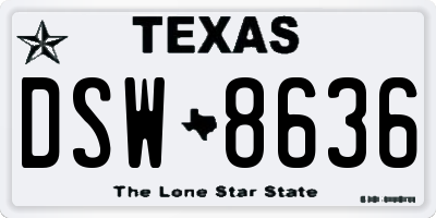 TX license plate DSW8636