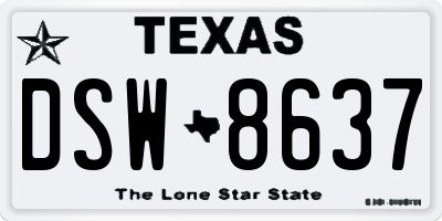 TX license plate DSW8637