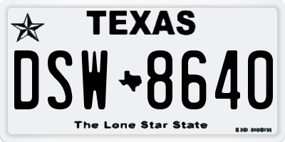 TX license plate DSW8640