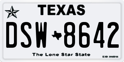 TX license plate DSW8642