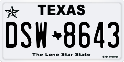 TX license plate DSW8643