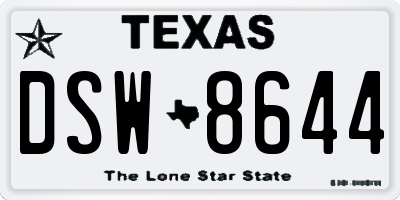 TX license plate DSW8644