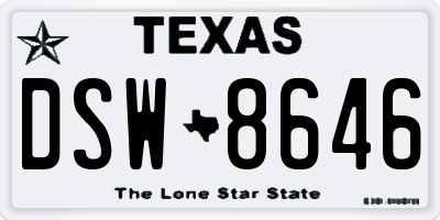 TX license plate DSW8646