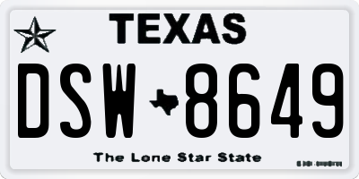 TX license plate DSW8649