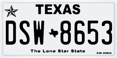 TX license plate DSW8653