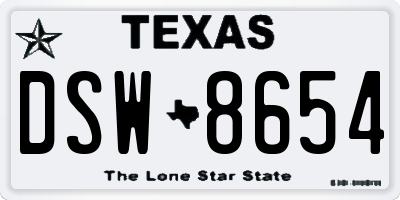 TX license plate DSW8654