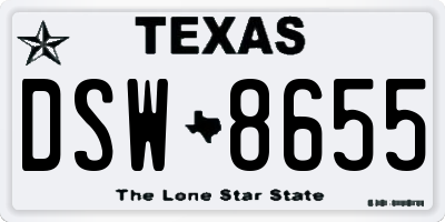 TX license plate DSW8655