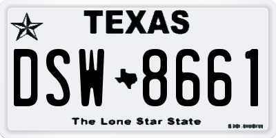 TX license plate DSW8661